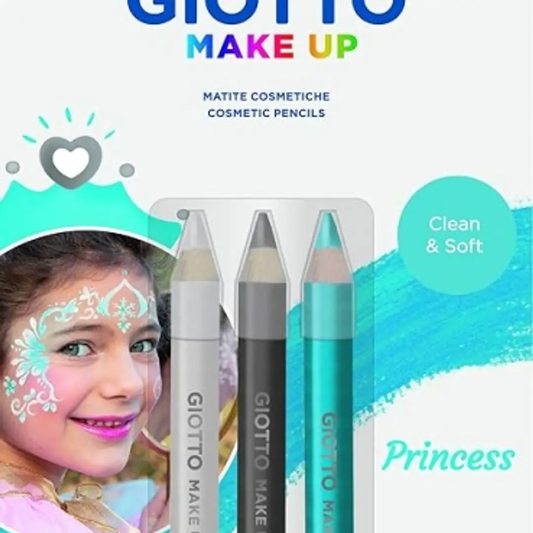 Giotto Make Up Princess Pack con 3 Lapices Cosmeticos de Tematica Princesa - Se Lava con Agua - Dermatologicamente Testado - Colores Surtidos 1