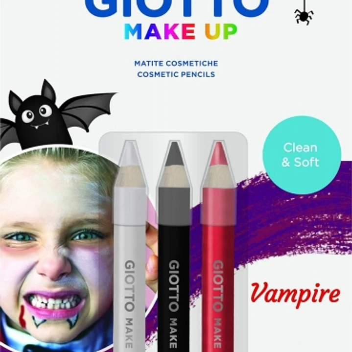 Giotto Make Up Vampire Pack con 3 Lapices Cosmeticos de Tematica Vampiro - Se Lava con Agua - Dermatologicamente Testado - Colores Surtidos 1