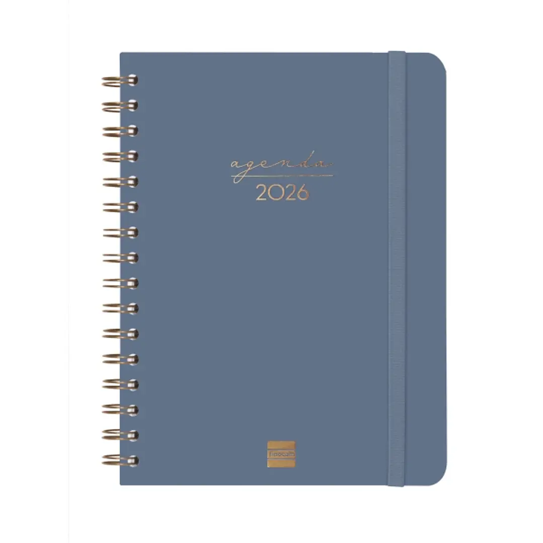 Finocam Alma Agenda - Anual 2026 - con Espiral - Formato E10 - 172x19x220mm - Semana Vista Horizontal - Color Azul 1