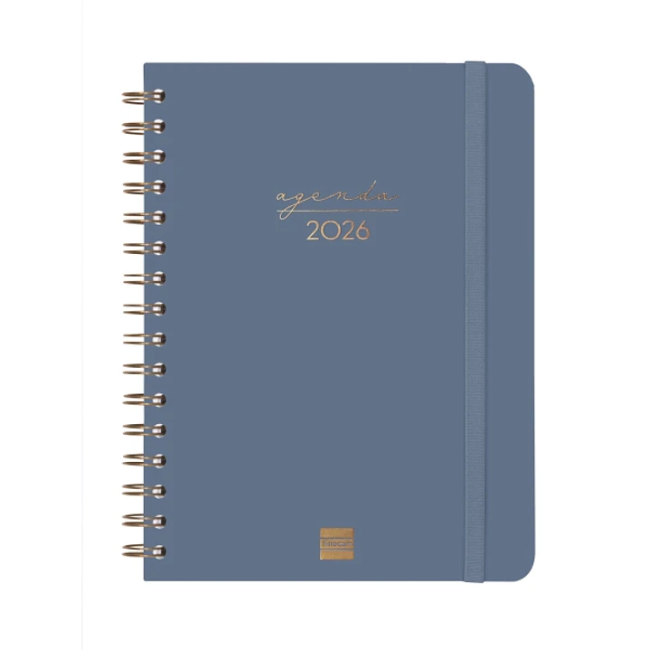 Finocam Alma Agenda - Anual 2026 - con Espiral - Formato E10 - 172x19x220mm - Semana Vista Horizontal - Color Azul 1