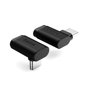 Hama Essential Adaptador USB-C Acodado 90º - Potencia hasta 240W - Velocidad hasta 10Gbit/s - Power Delivery - Color Negro