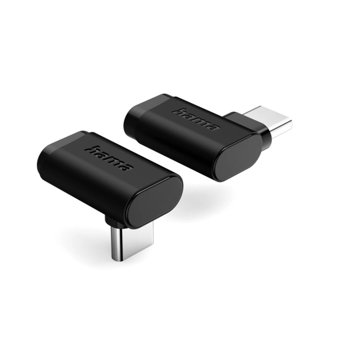 Hama Essential Adaptador USB-C Acodado 90º - Potencia hasta 240W - Velocidad hasta 10Gbit/s - Power Delivery - Color Negro 1