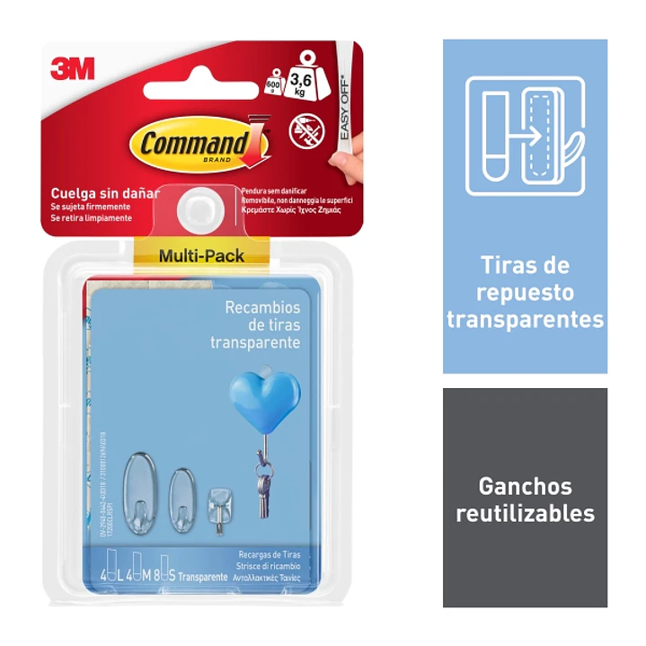 Command Tiras Adhesivas de Repuesto - Formatos Surtidos - Soporta hasta 3.6kg - Color Blanco 1