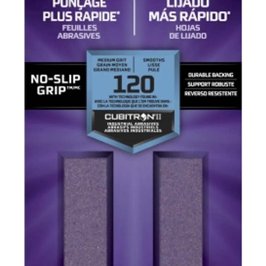 3M Pro Grade Precision Faster Pack de 6 Hojas de Lijado - Grano 120 Mediano - 9.31x22.8cm - Rendimiento Superior - Reduccion de Fatiga - Color Morado 1