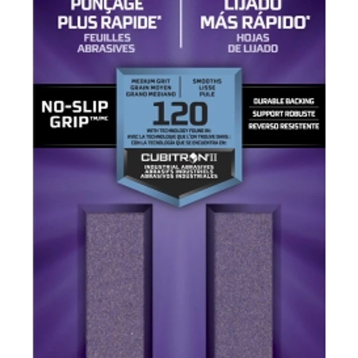 3M Pro Grade Precision Faster Pack de 6 Hojas de Lijado - Grano 120 Mediano - 9.31x22.8cm - Rendimiento Superior - Reduccion de Fatiga - Color Morado 1