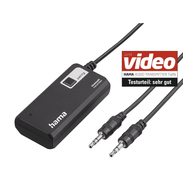Hama Twin Adaptador de Audio Bluetooth - Jack 3.5mm Hembra - Rango de 10m - Color Negro 1