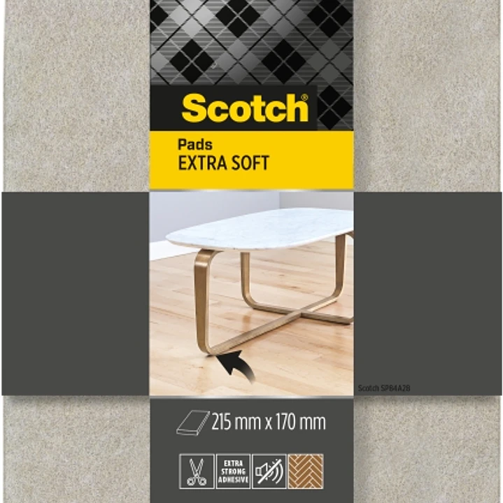 Scotch Almohadilla de Fieltro Adhesiva - Extra Suaves - 215  x 170mm - Color Gris 1