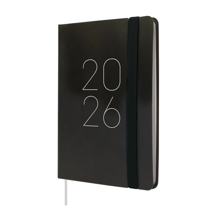Finocam Flexi Lisa Agenda - Anual 2026 - Tapa Blanda - Formato F4 - 120x13x172mm - Semana Vista Horizontal - Color Negro 1