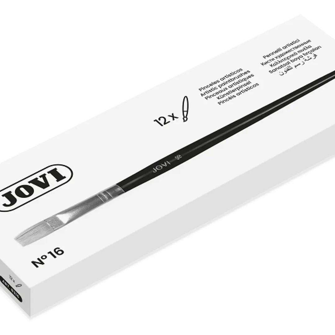 Jovi Pinceles Artisticos Planos Pelo de Cerda Nº 16 - Pelo Natural - Mango de Madera - Punta Plana - Pelo Duro - Color Varios 1