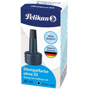Pelikan Bote de Tinta para Tampones 28ml - Sin Aceite - Secado Rapido - Resistente al Agua - Color Negro
