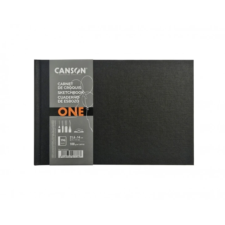 Canson Sketch One Cuaderno Apaisado con 98 Hojas - 21.6x14cm - 100g - Grano Fino - Color Blanco 1