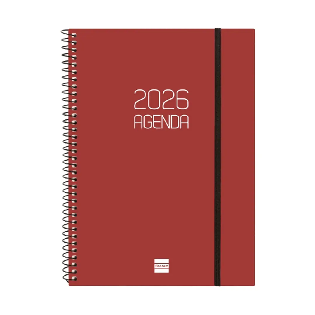 Finocam Opaque Agenda de Espiral en Catalan - Anual 2026 - Tapa Ligera - Cierre con Goma Elastica - Formato E10 - 217x14x297mm - Semana Vista Horizont 1