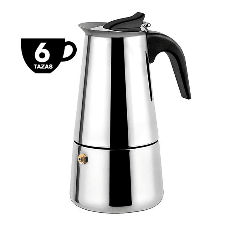 Muvip Cafetera Italiana de Acero Inoxidable - Capacidad para 6 Tazas - Compatible con Diferentes Tipos de Cocinas - Asa Ergonomica para un Manejo Segu 1