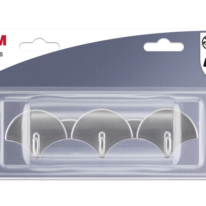 3M Ganchos Adhesivos en Barra - 3 Ganchos - Soporta hasta 1.5kg - Color Gris Metalizado 1