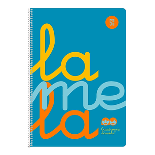 Lamela Cuaderno Espiral con 80 Hojas de 90g/m2 con Margen - Formato Cuarto - Pauta Cuadrovia de 5mm - Cubierta Extra Dura - Papel Offset Blanco Extra 