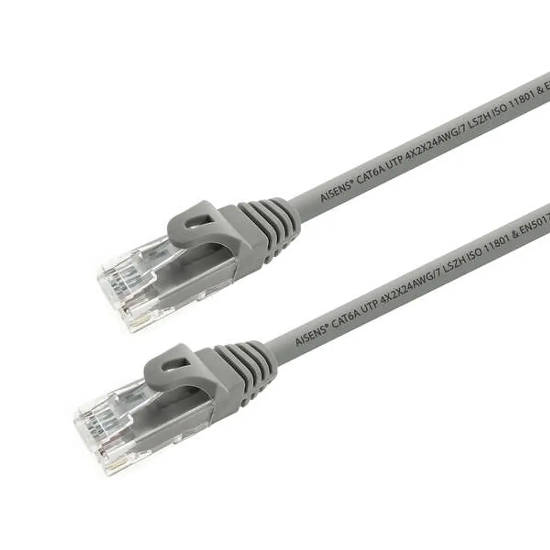 Aisens Cable de Red Latiguillo RJ45 LSZH Cat.6A 500 MHZ UTP AWG24 - 5m - Libre de Halogenos - 10 Gigabit/s - Color Gris 1