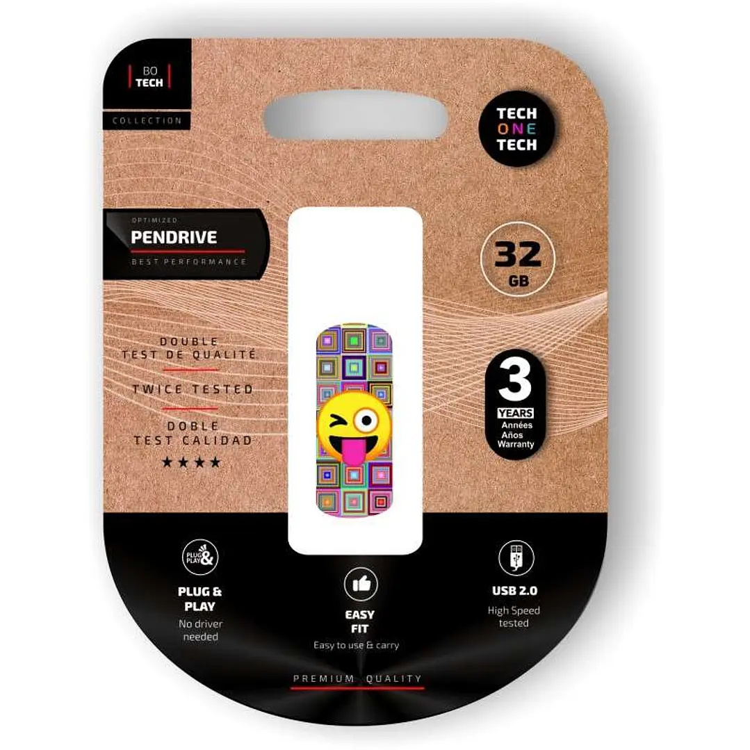TechOneTech Clip Tech Emoji Guiño Memoria USB 2.0 32GB (Pendrive) 1