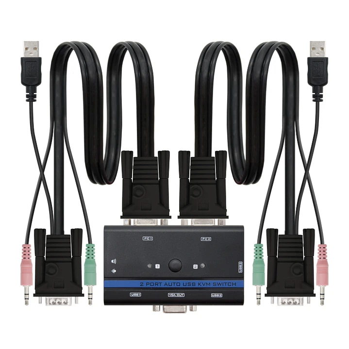 Nanocable KVM Switch VGA USB 1u-2PC+Cable 1
