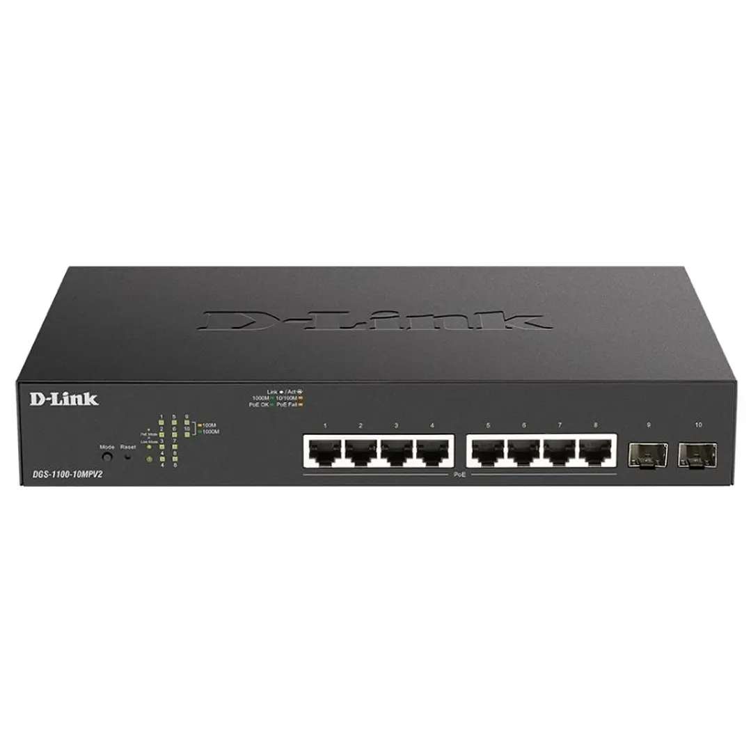 D-Link DGS-1100-10MPV2/E Switch 8xGb PoE+ 2xSFP 1