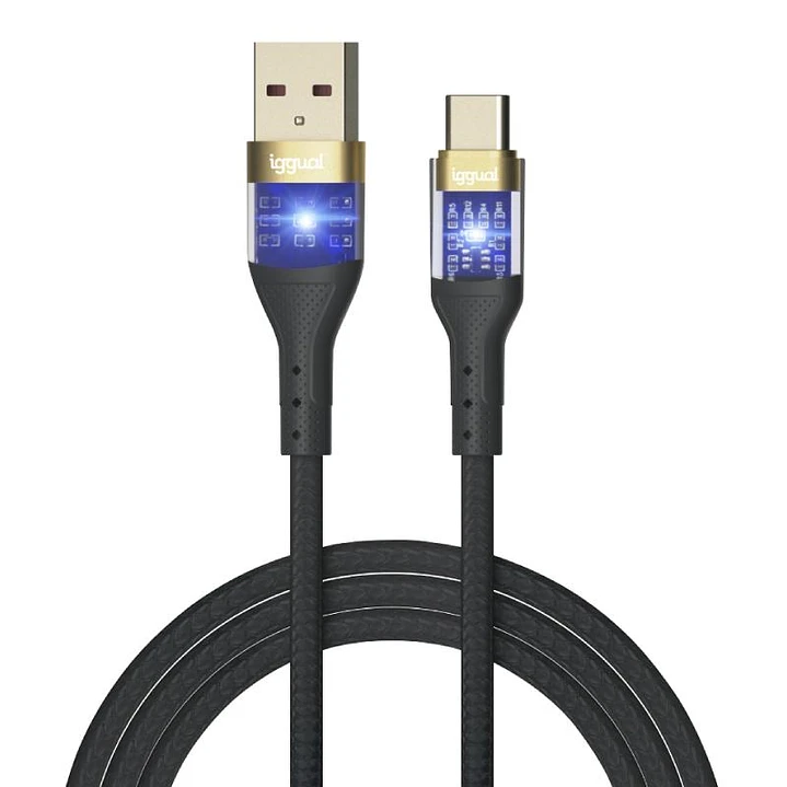 iggual Cable USB-A a tipo C 3A 100 cm trenzado LED 1