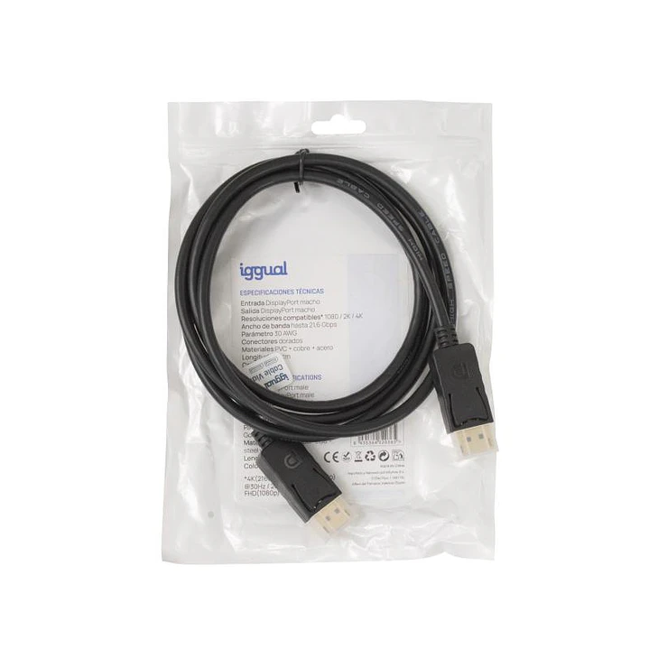 iggual Cable DisplayPort (M) 1.2 4K@60hz 1,8 m 2