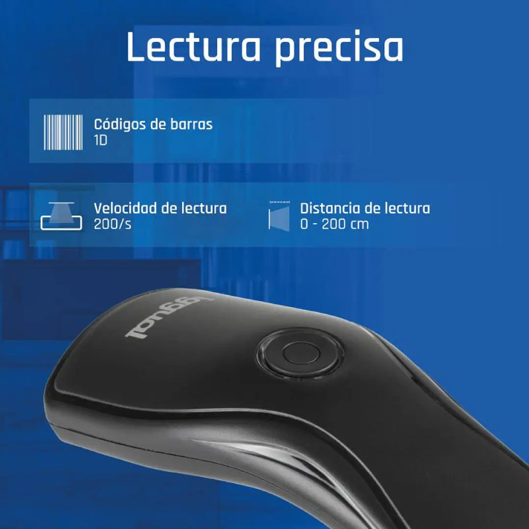 iggual Lector código barras 1D USB botón soporte 2