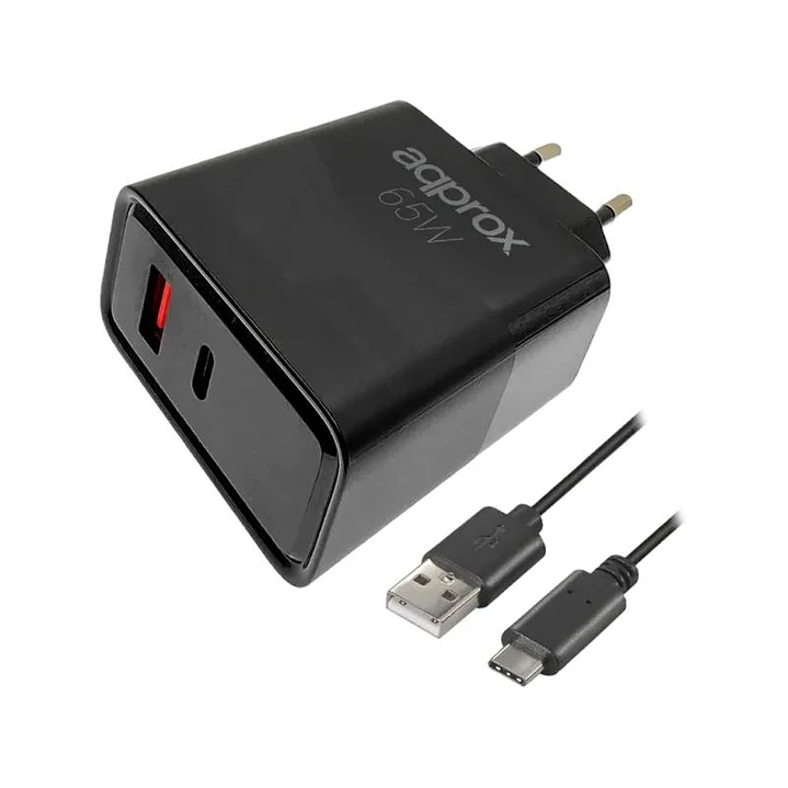 APPROX CARGADOR 65W QC 1 X USB A+ 1 X USB C+CABLE 1