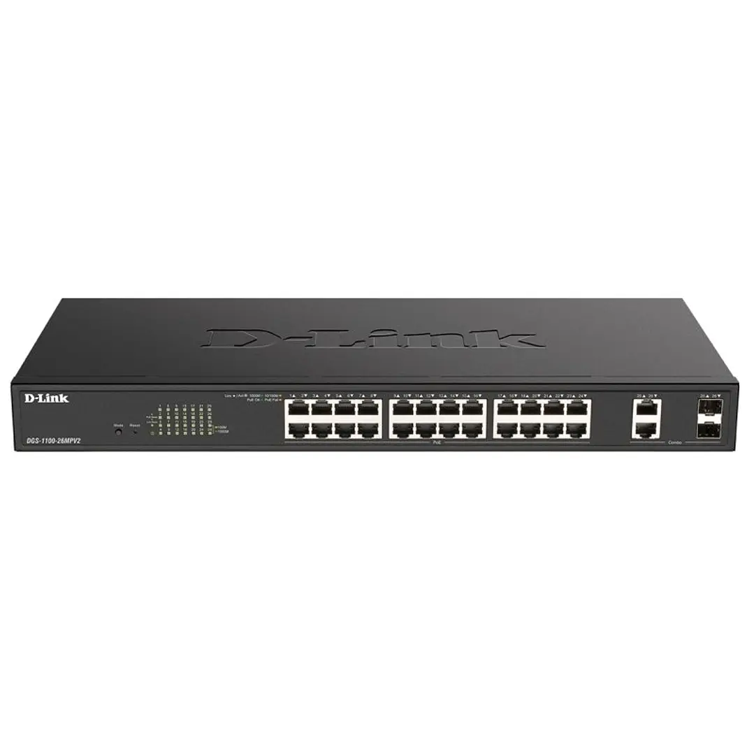 D-Link DGS-1100-26MPV2/E Switch 24xPoE+ 2xSFP Comb 1