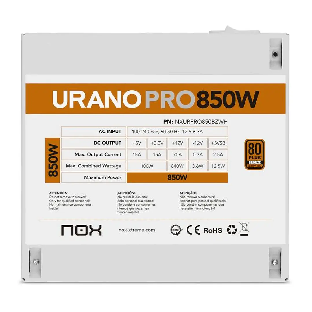 NOX Fuente ATX Urano PRO 850W Bronze Blanco 4