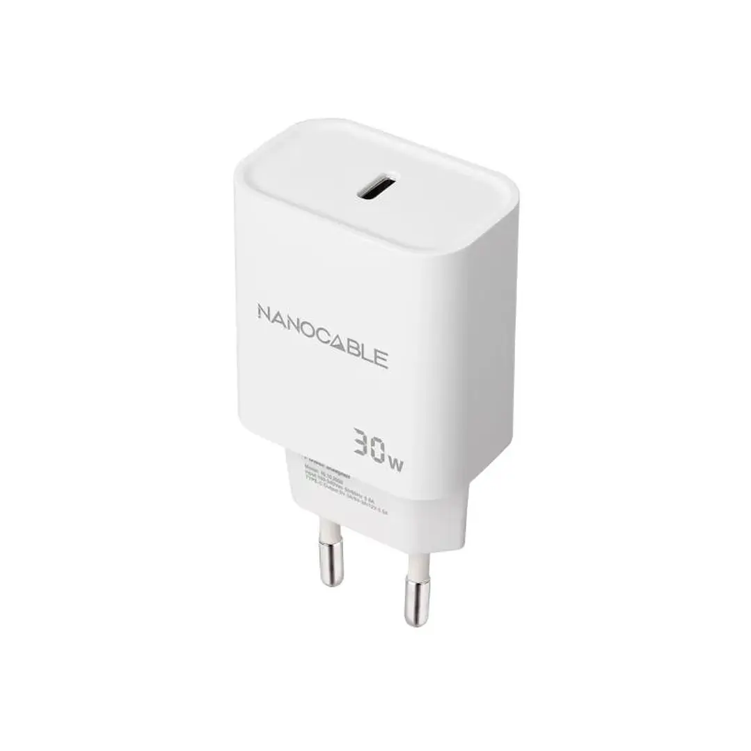 Nanocable Cargador pared USB-C PD 30W Blanco 1