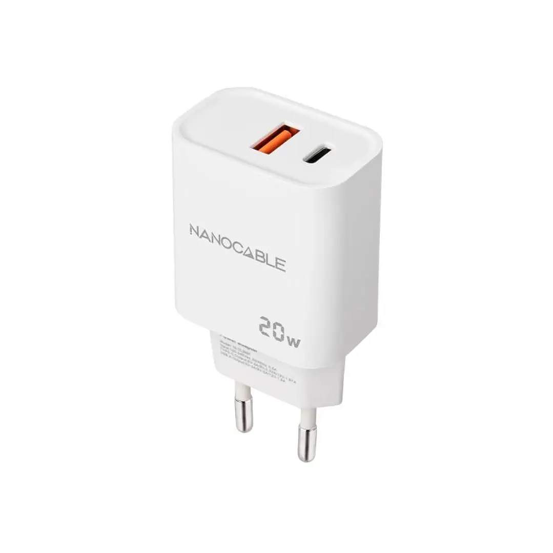 Nanocable Cargador USB-C/PD+USB-A/QC 20W Blanco 2