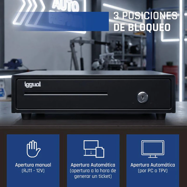 iggual Cajón Portamonedas IRON-15 37cm 4+8 negro 4