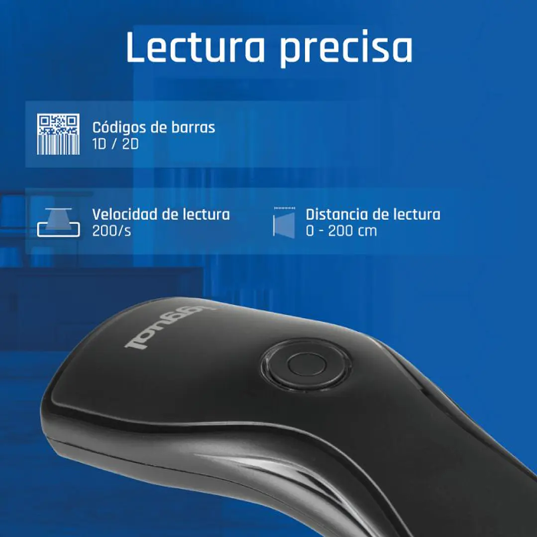 iggual Lector código barras 2D USB botón soporte 2