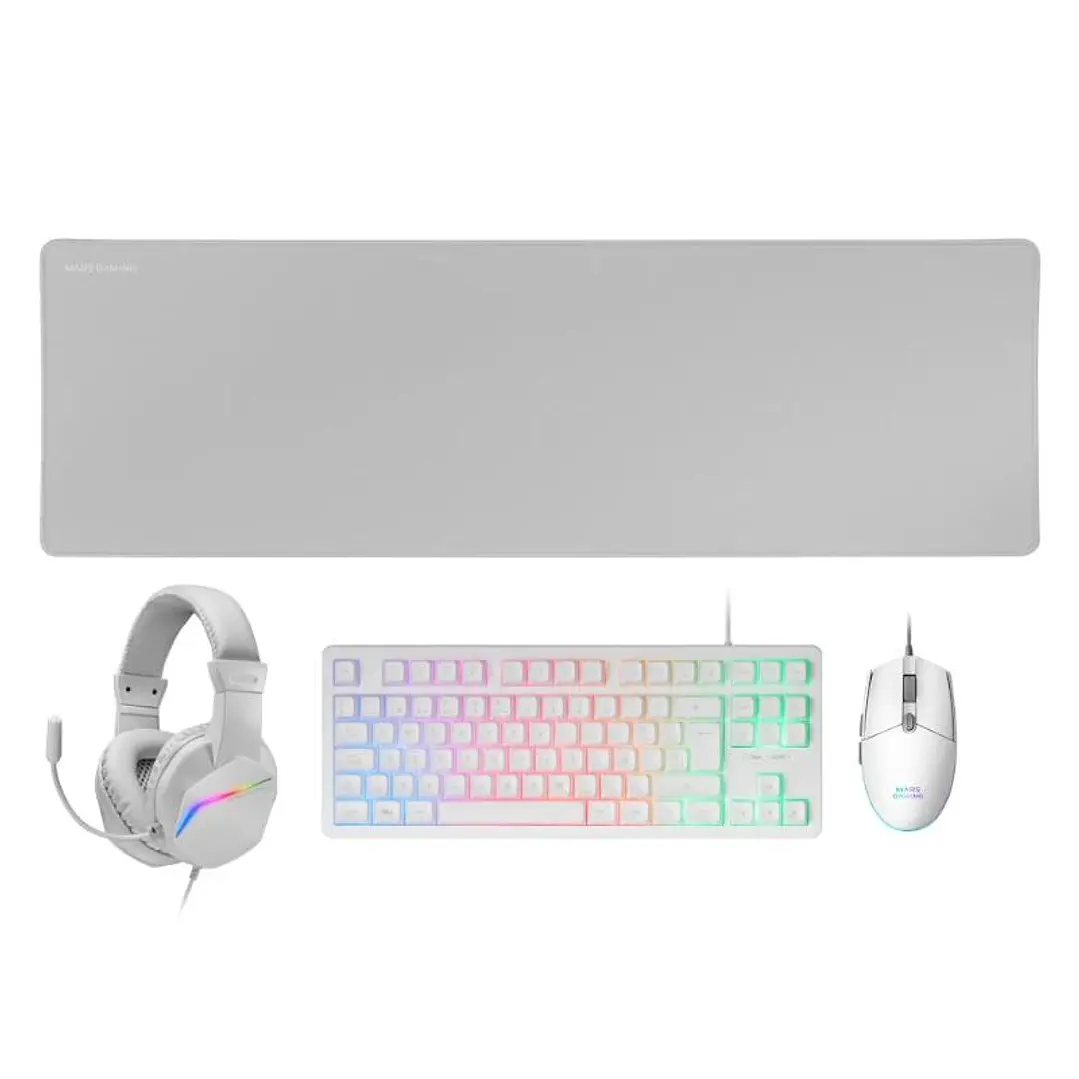 MARS GAMING Combo Gaming MCP-RGB3W 4EN1 BlancO 1