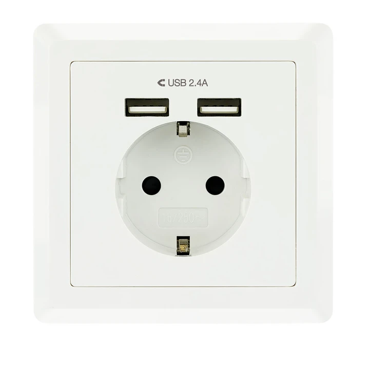 Nanocable Base de enchufe pared schuko+2USB 2.4A 2