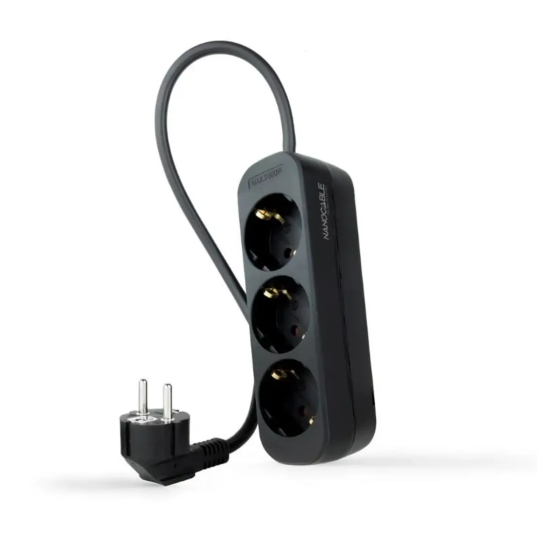 Nanocable Regleta de Enchufes 3 Tomas 1.4 m Negro 1