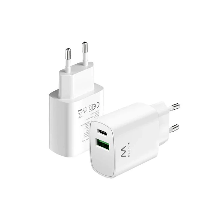 EWENT Cargador rapido Q3 20w Usb-C y Usb-A 2