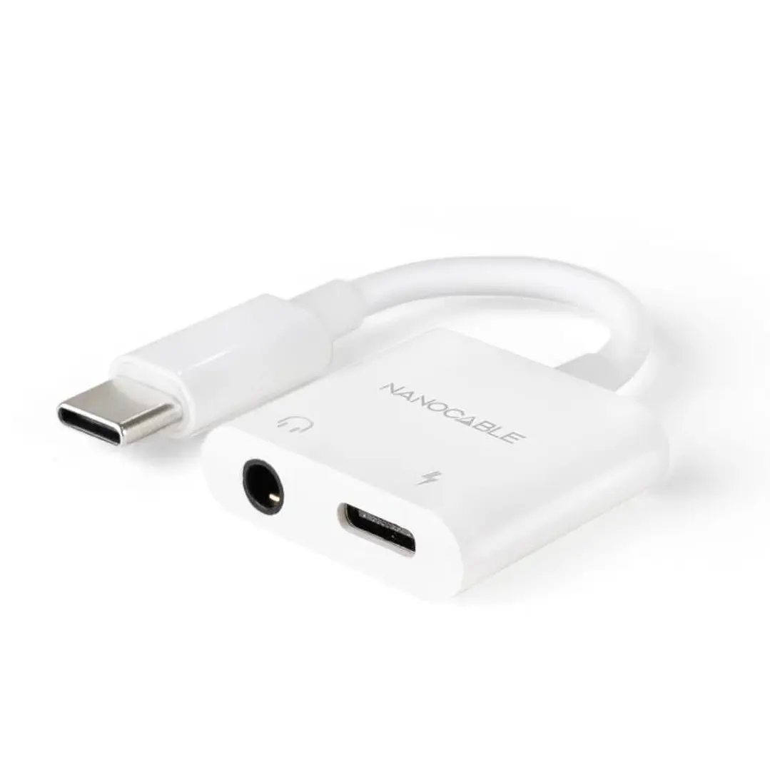 Nanocable Adaptador USB-C a Jack+USB-C/H PD 60W 1
