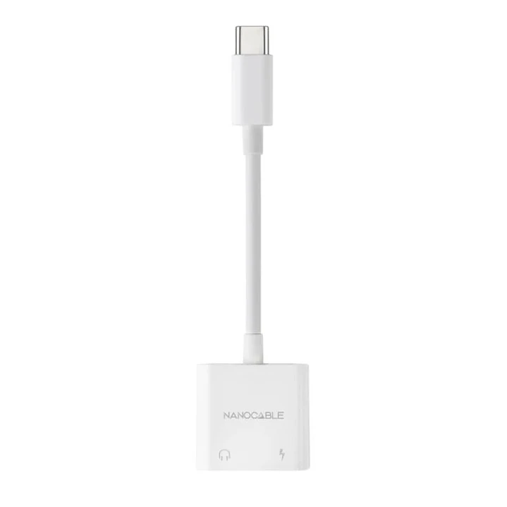 Nanocable Adaptador USB-C a Jack+USB-C/H PD 60W 2