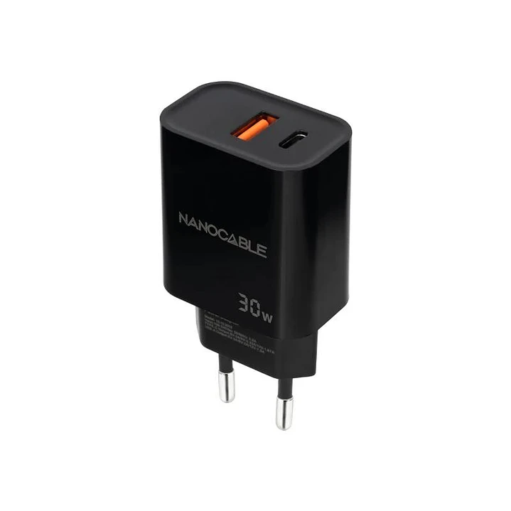 Nanocable Cargador USB-C/PD+USB-A/QC 30W Negro 2