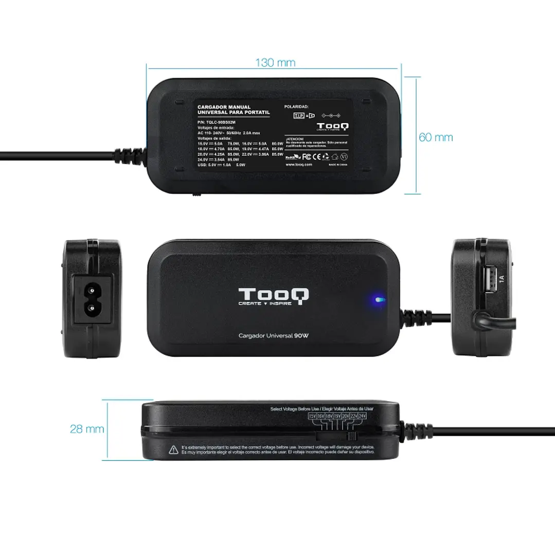 Tooq Cargador portátil 90W manual 12 conectores 3