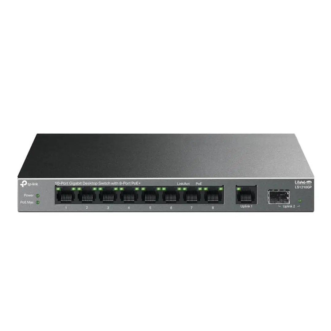 TP-Link LS1210GP Switch 8xG PoE+ 1xGb 1xSFP 61W 3