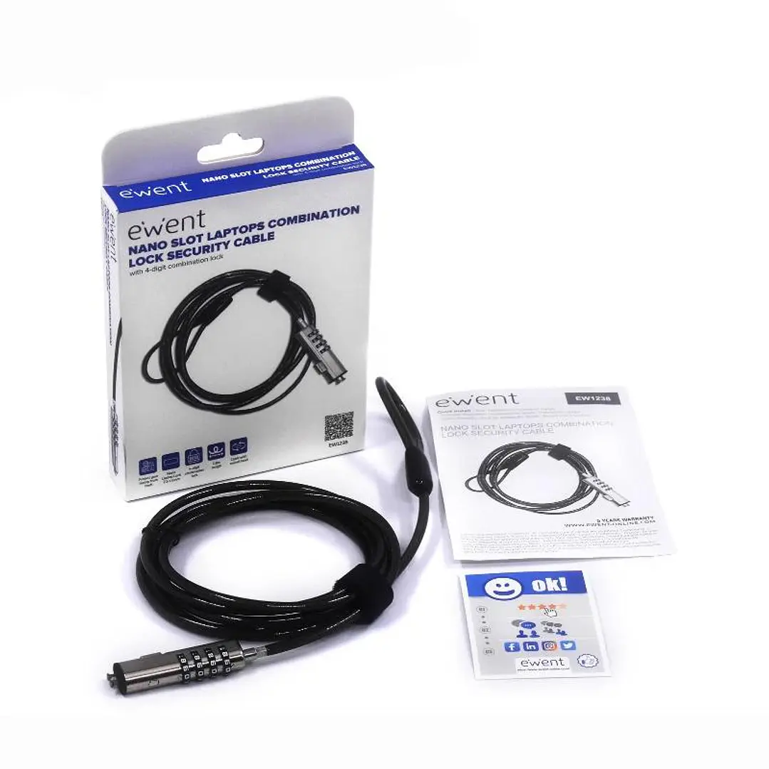 EWENT Cable Seguridad Nano combinacion 3