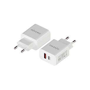 Aisens Cargador 20W USB-C PD3.0 USB-A QC3.0 Blanco
