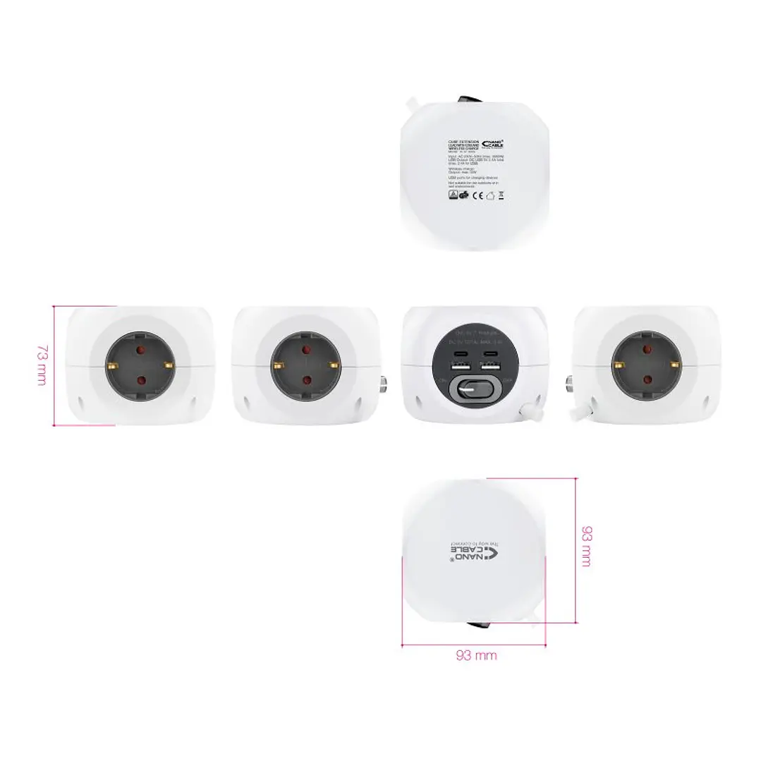 Nanocable Base de enchufes con 4 USB Blanco 3