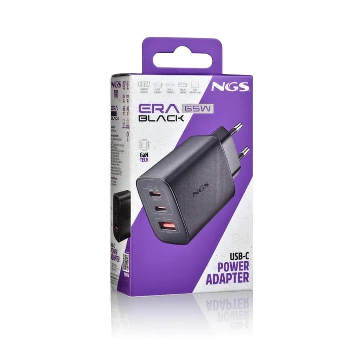 NGS CARGADOR GAN ULTRARAPIDO 65W USB-C+ USB-A 4