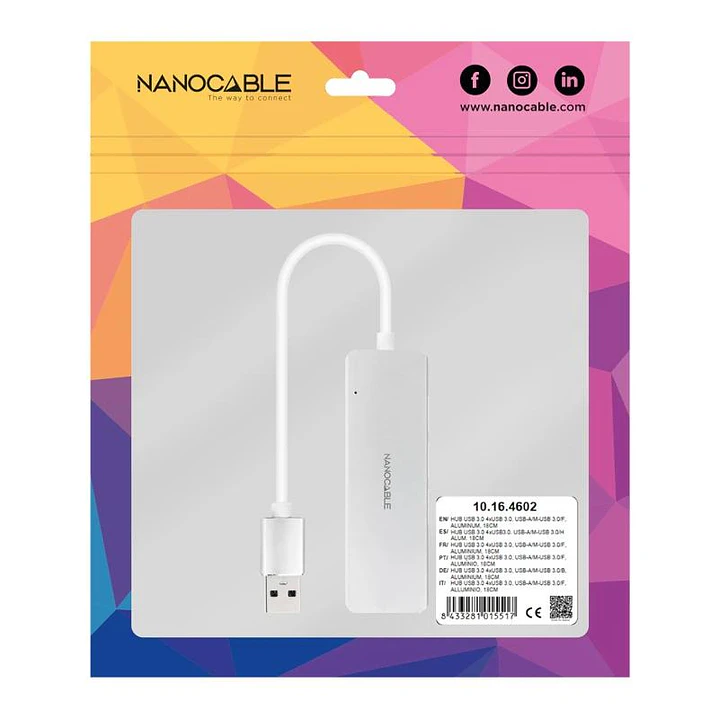 Nanocable Hub USB 3.0 4 x USB 3.0 10cm. Gris 4