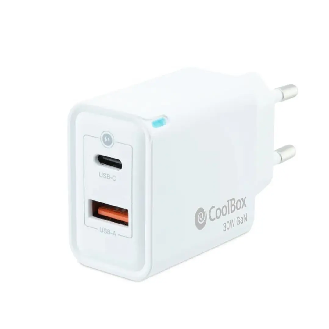 Coolbox Cargador Gan 30W USB-C/USB-A PARED 1