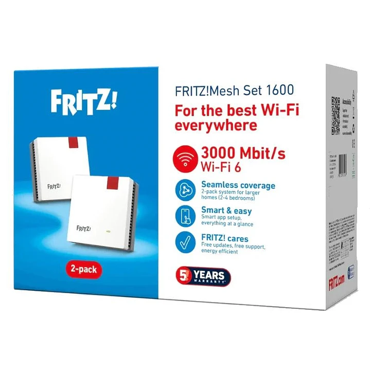 Fritz! Mesh WiFi Set 1600 2-pk Repeater WiFi6 1