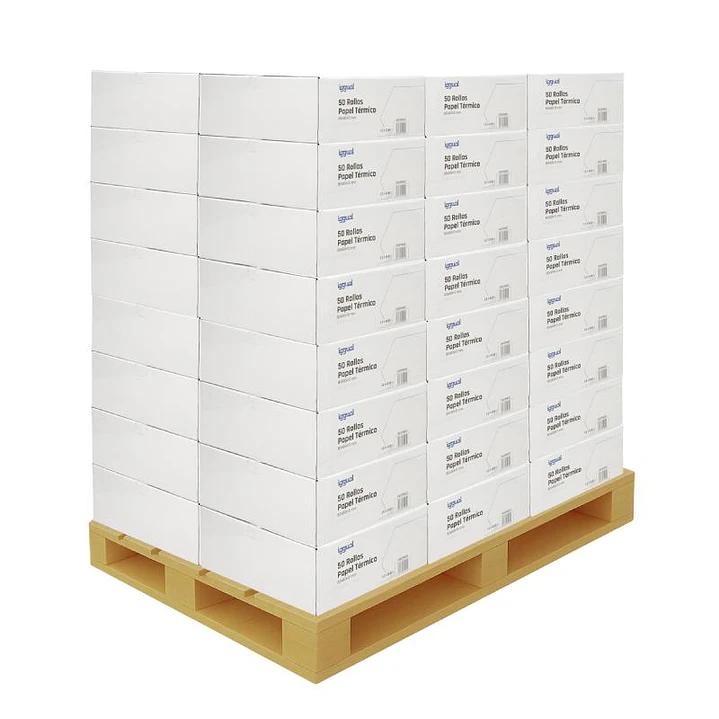 Palet 2400 rollos papel térmico sin BPA 80x80mm 2